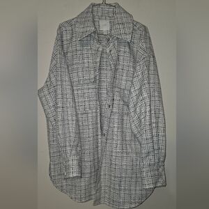 Black and White Plaid Button-Up Shirt